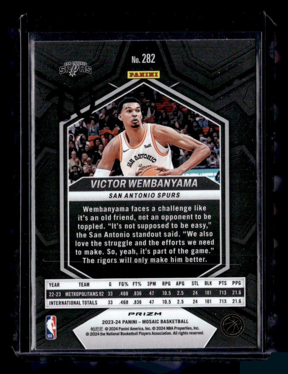 2023-24 Panini Mosaic #282 Victor Wembanyama City Edition