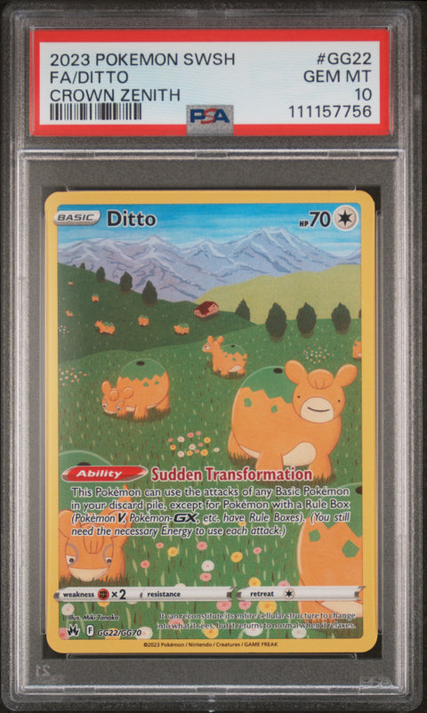 2023 Pokemon Sword And Shield Crown Zenith #GG22 Fa/Ditto Crown Zenith PSA 10