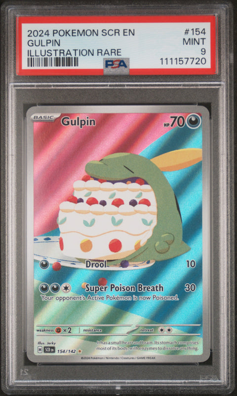 2024 Pokemon Scr En-Stellar Crown #154 Gulpin Illustration Rare PSA 9
