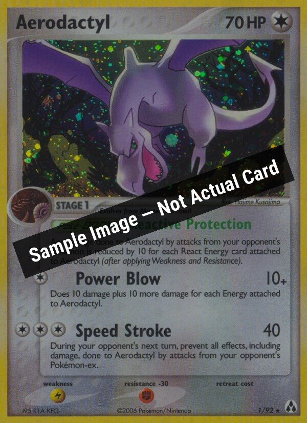 Pokemon,EX Legend Maker,Aerodactyl - 1/92,Reverse Holofoil,Near Mint — Sample Image, Not Actual Card