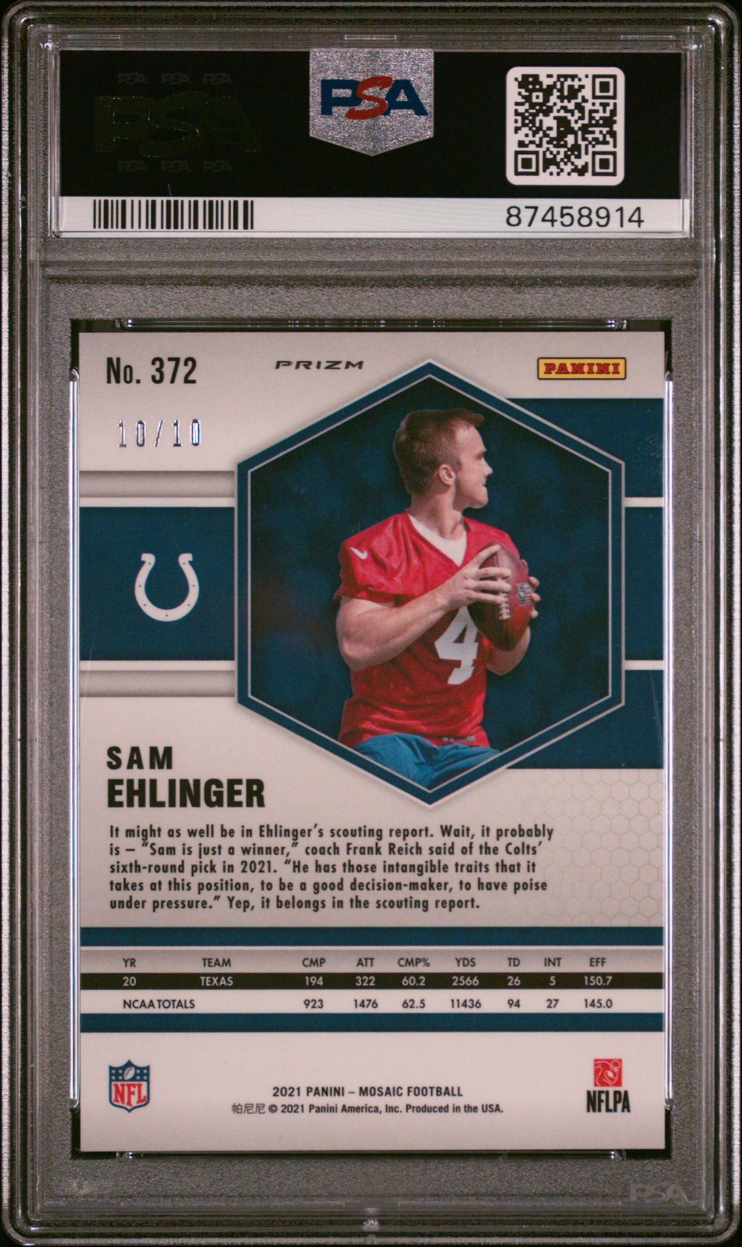 2021 Panini Mosaic Sam Ehlinger #372 PSA 9