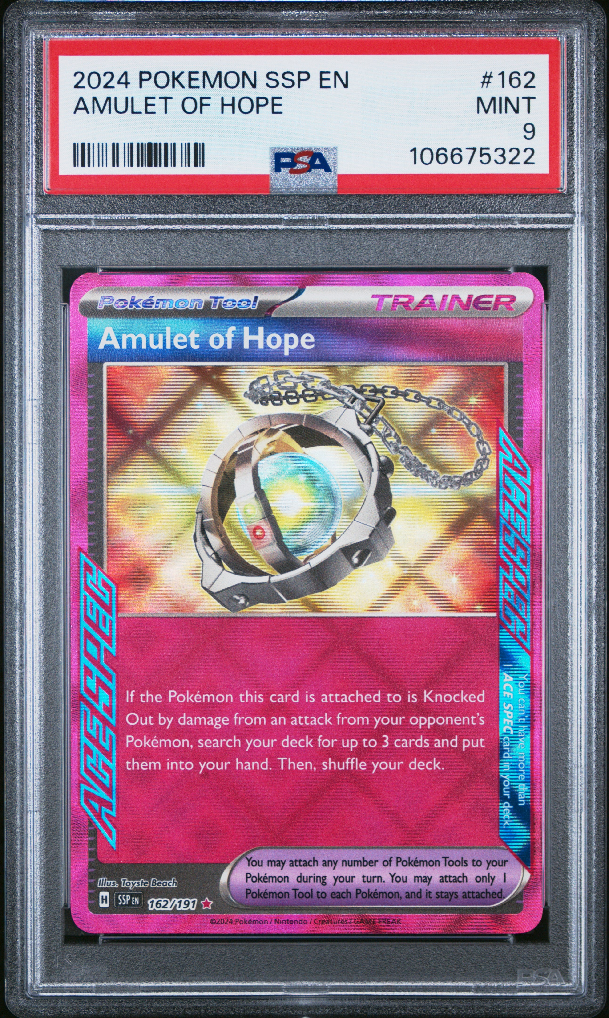 2024 Pokemon Ssp En-Surging Sparks #162 Amulet Of Hope PSA 9 – Aloha Card Shop