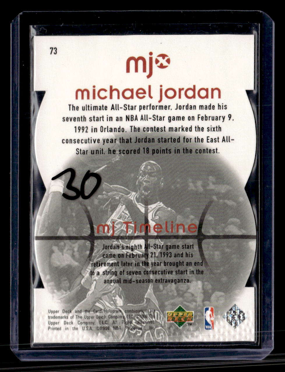1998 Upper Deck MJx #73 Michael Jordan Timepieces Red #/2300