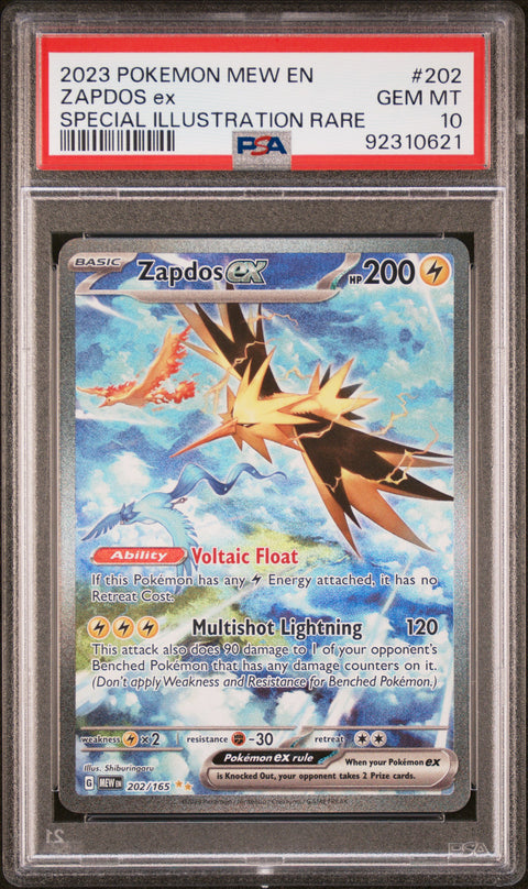 2023 Pokemon Mew En-151 #202 Zapdos Ex Special Illustration Rare PSA 10