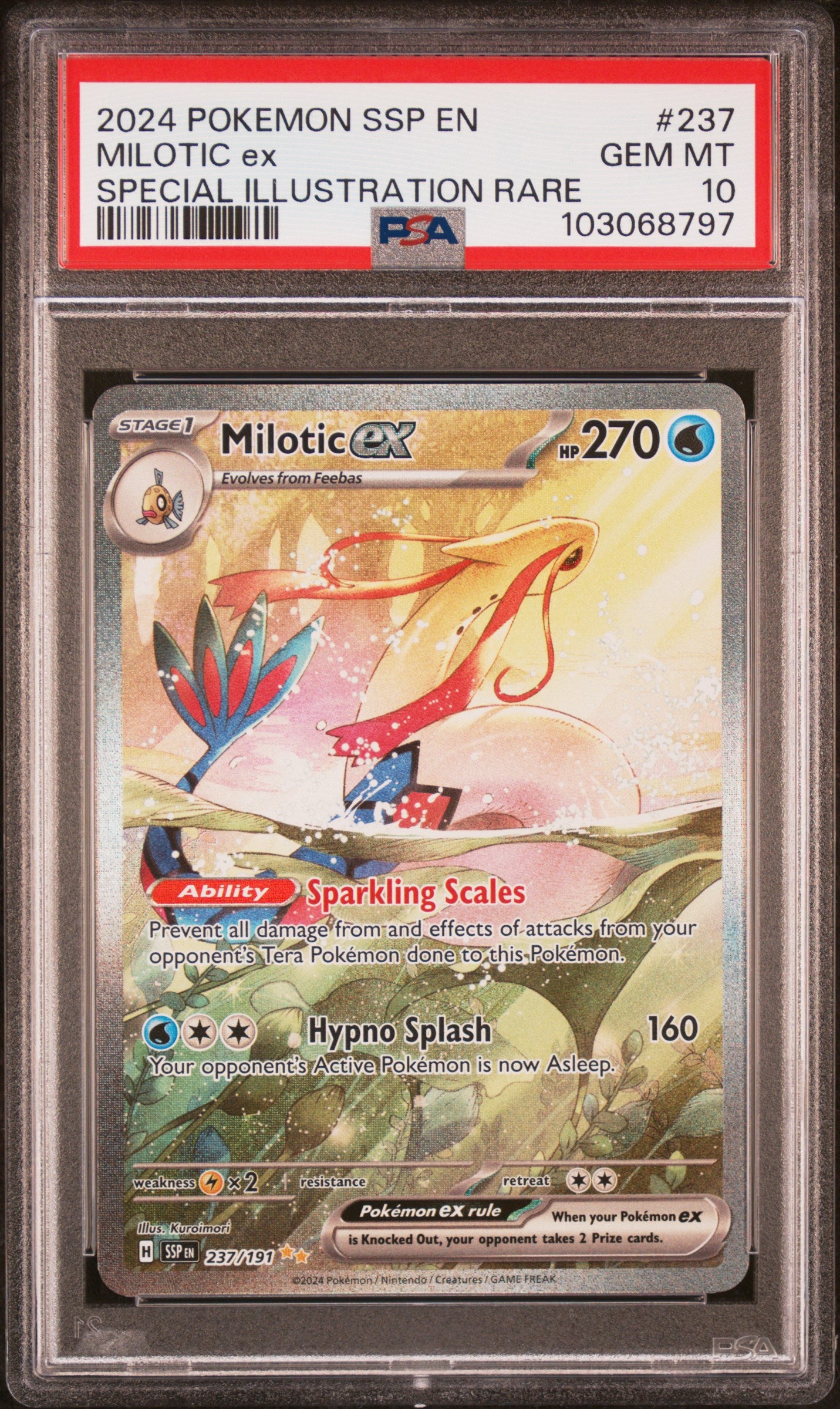 2024 Pokemon Ssp En-Surging Sparks #237 Milotic Ex SAR PSA 10 Aloha Card Shop 2024 Pokemon Ssp En-Surging Sparks #237 Milotic Ex SAR PSA 10 Aloha Card Shop
