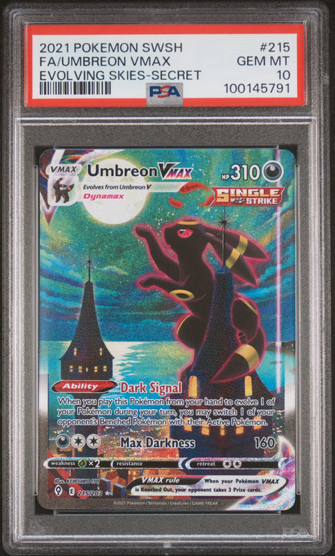 2021 Pokemon Sword & Shield Evolving Skies #215 Umbreon Vmax Alt Art PSA 10