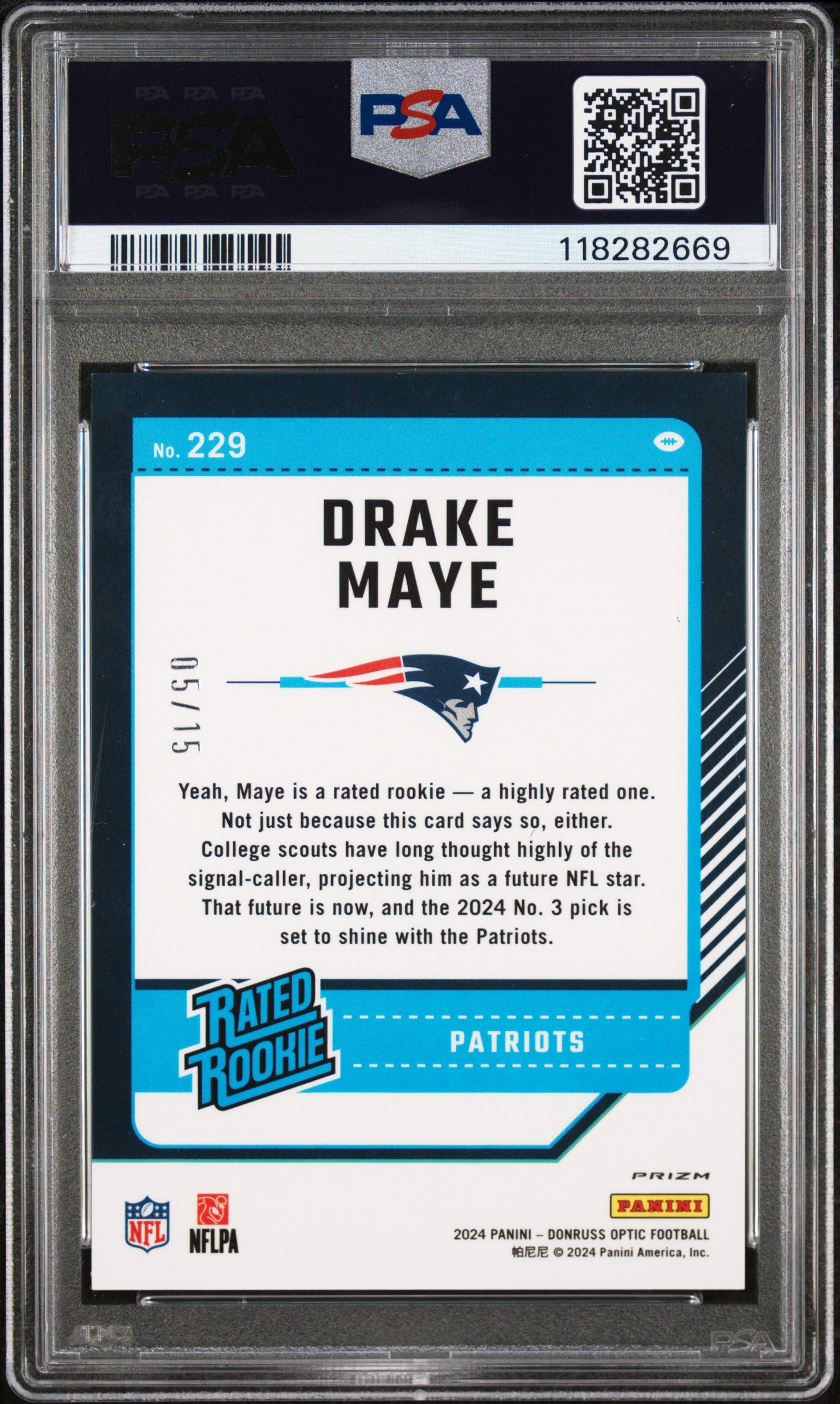 2024 Panini Donruss Optic #229 Drake Maye Purple Stars PSA 8 118282669