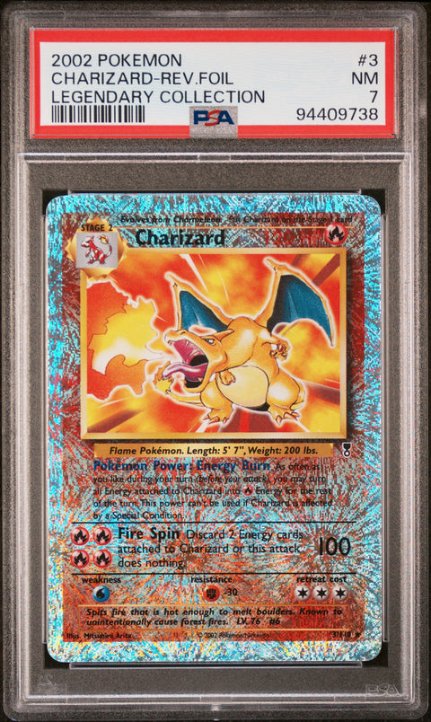 2002 Pokemon Legendary Collection #3 Charizard-Reverse Foil PSA 7