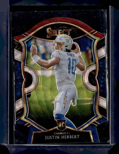 2020 Panini Select #44 Justin Herbert Tri-Color Prizm Die Cut