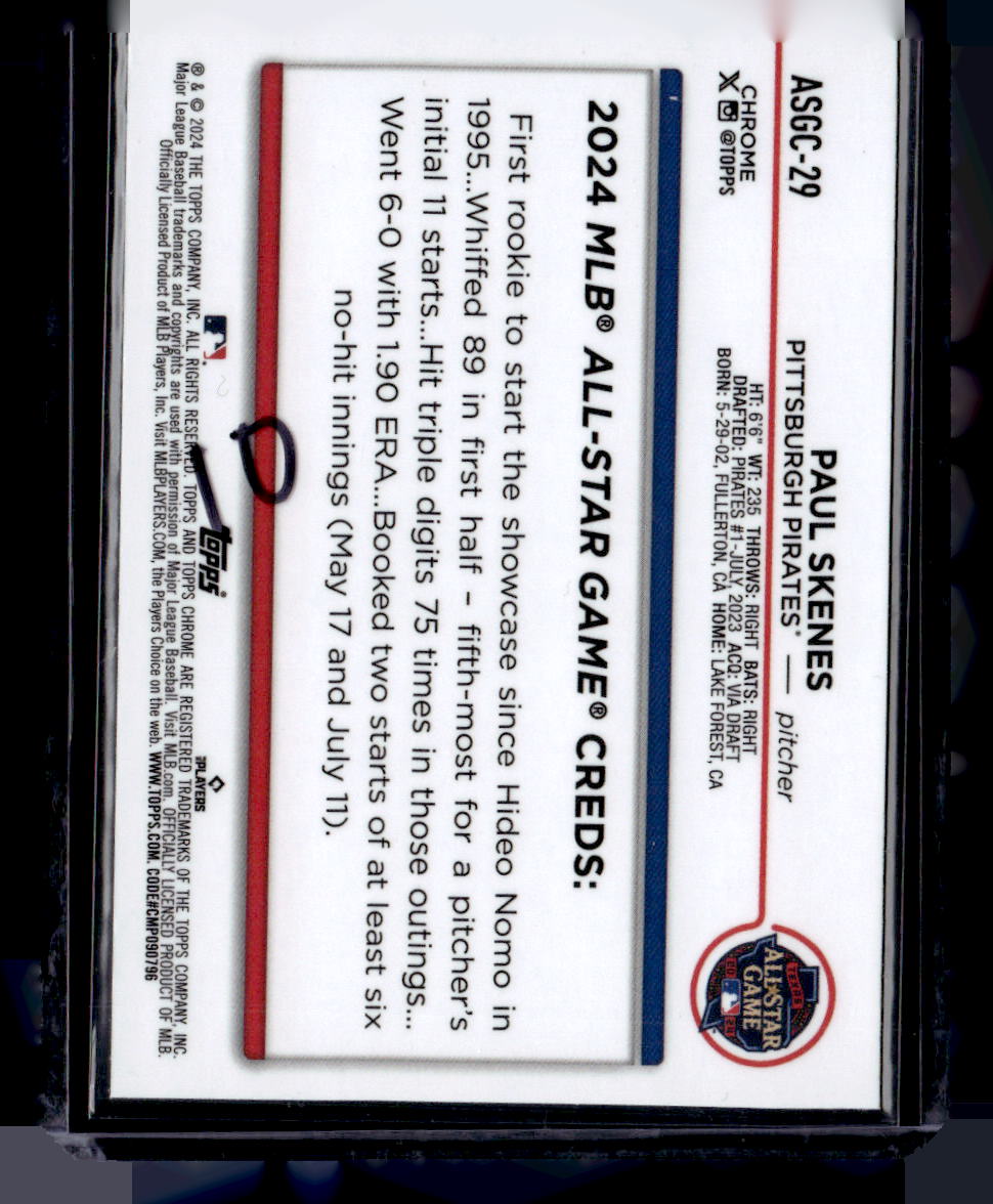 2024 Topps Chrome Update #ASGC-29 Paul Skenes 2024 All Star Game Chrome