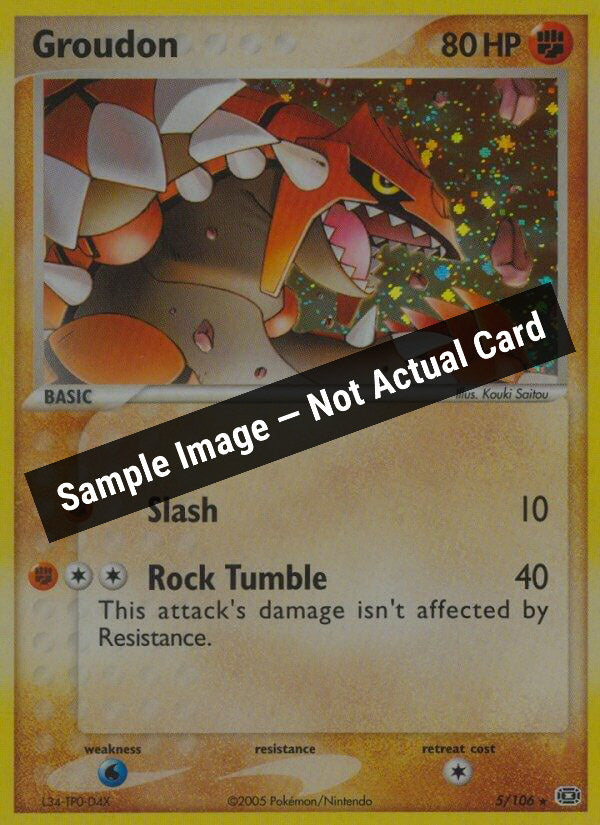 Pokemon,EX Emerald,Groudon - 005/106,Holofoil,Lightly Played — Sample Image, Not Actual Card