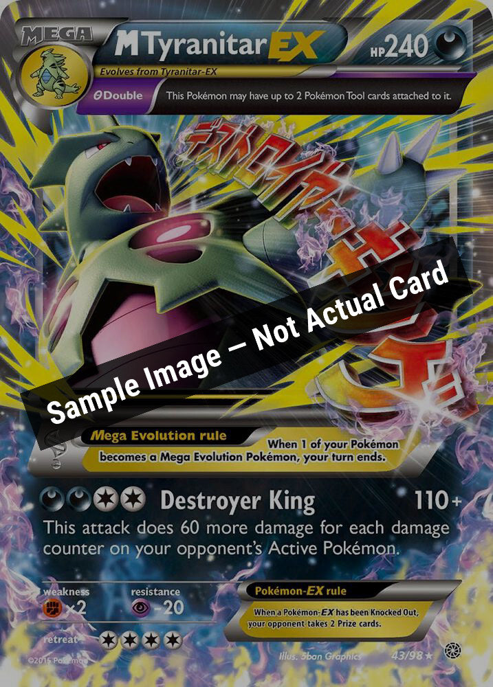 Pokemon,XY - Ancient Origins,M Tyranitar EX - 43/98,Holofoil,Lightly Played — Sample Image, Not Actual Card