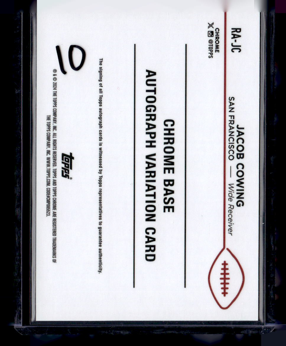 2024 Topps Chrome #RA-JC Jacob Cowing Aqua Geometric Auto /199