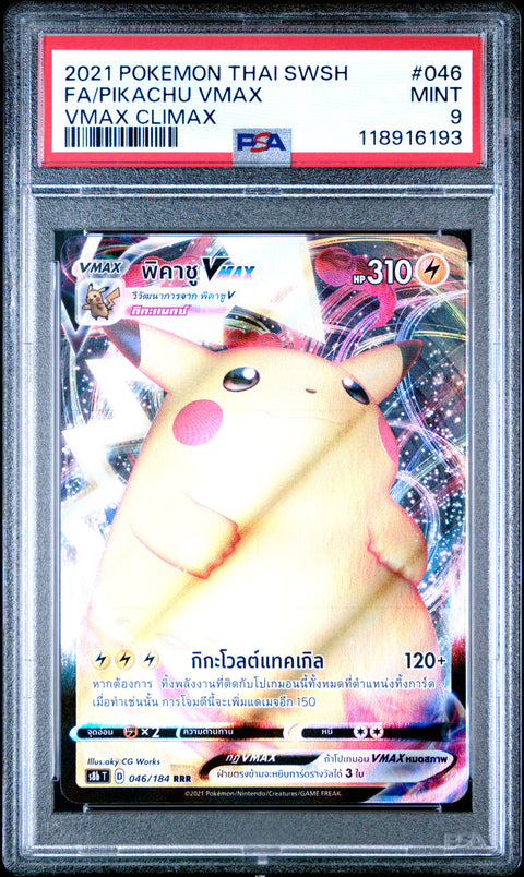 2021 Pokemon Thai Sword & Shield Vmax Climax Fa/Pikachu Vmax #046 PSA 9