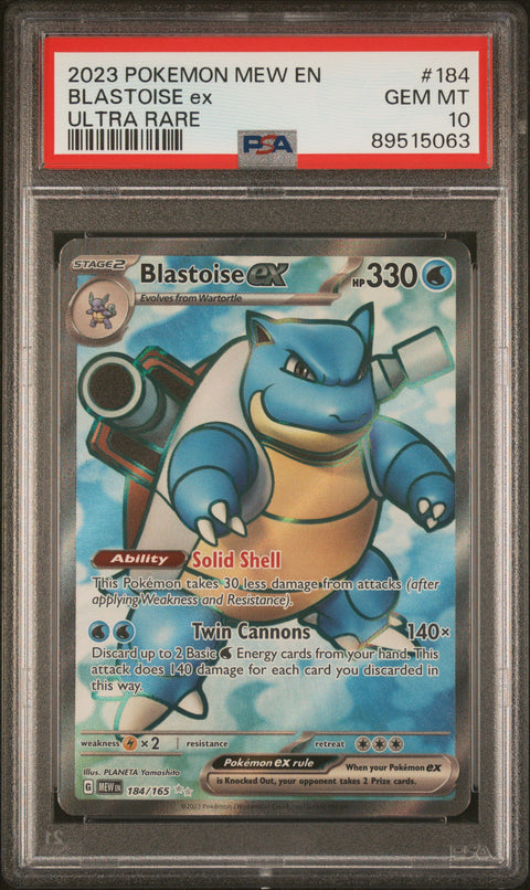 2023 Pokemon Mew En-151 Blastoise Ex #184 PSA 10