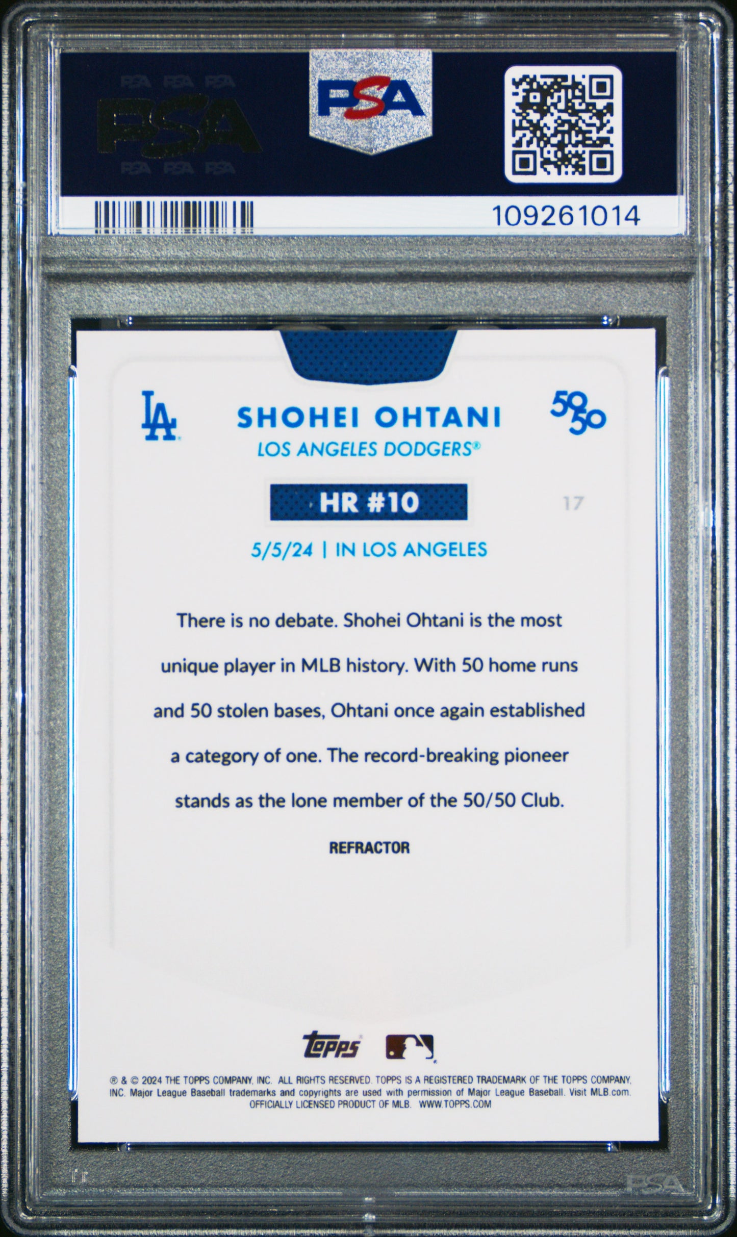 2024 Topps 50/50 #17 Shohei Ohtani Chrome-Refractor PSA 9
