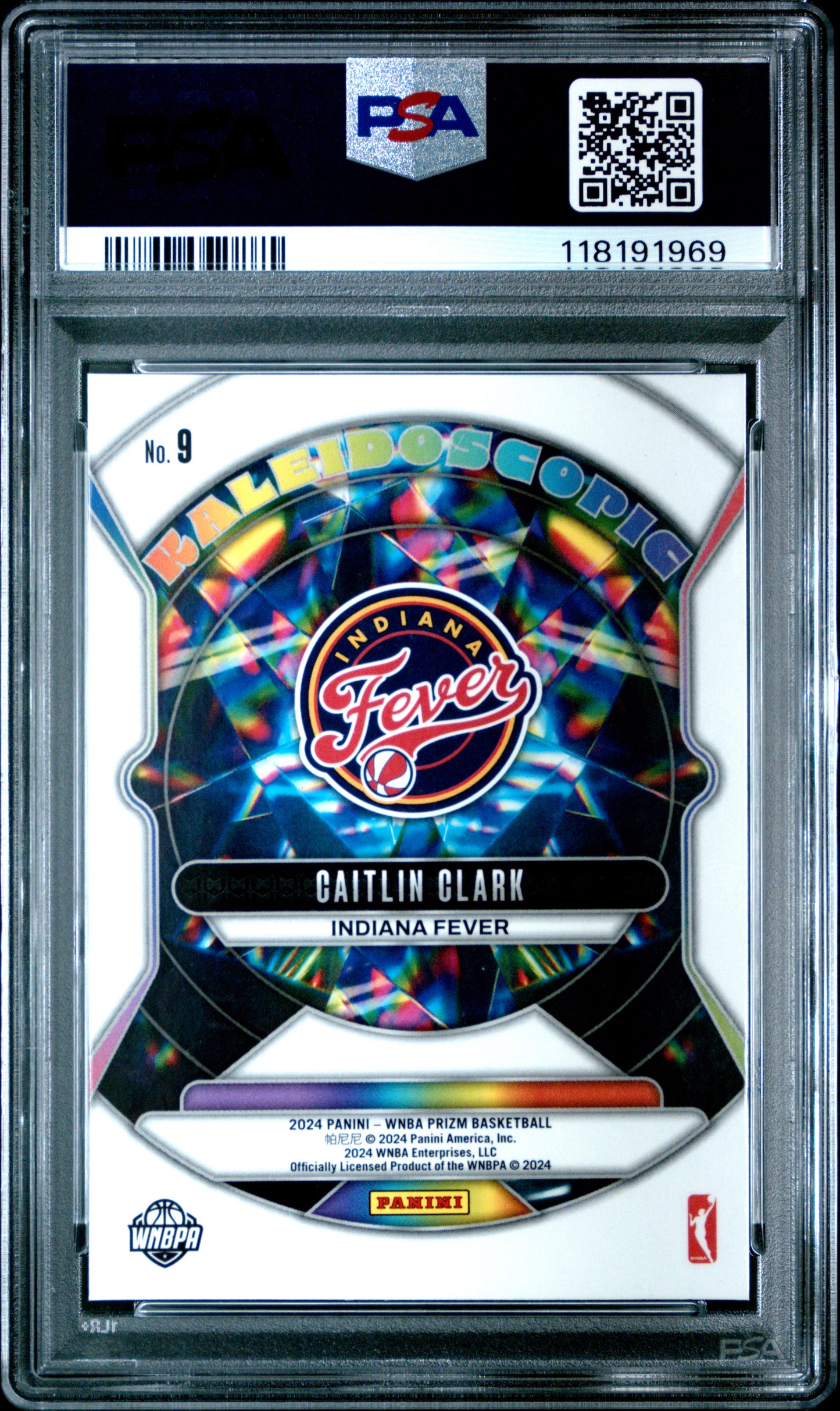 2024 Panini Prizm Wnba Kaleidoscopic #9 Caitlin Clark PSA 8