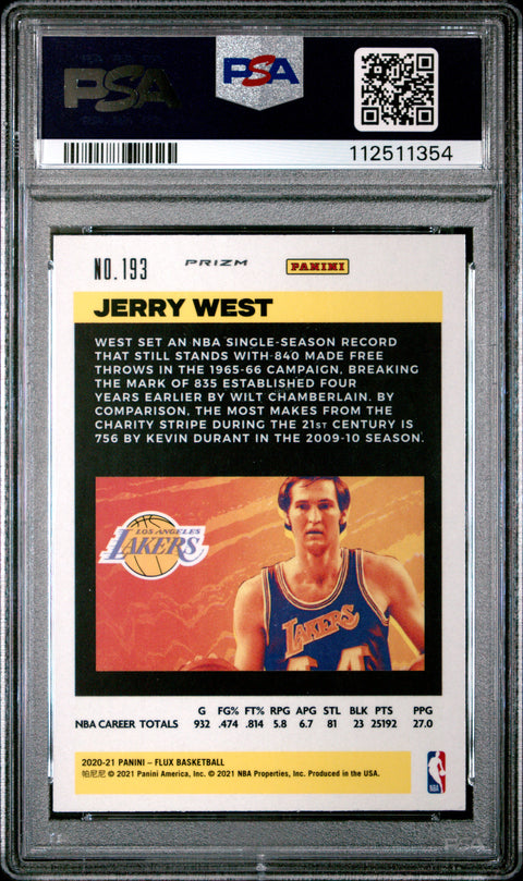 2020 Panini Flux #193 Jerry West Pulsar PSA 10