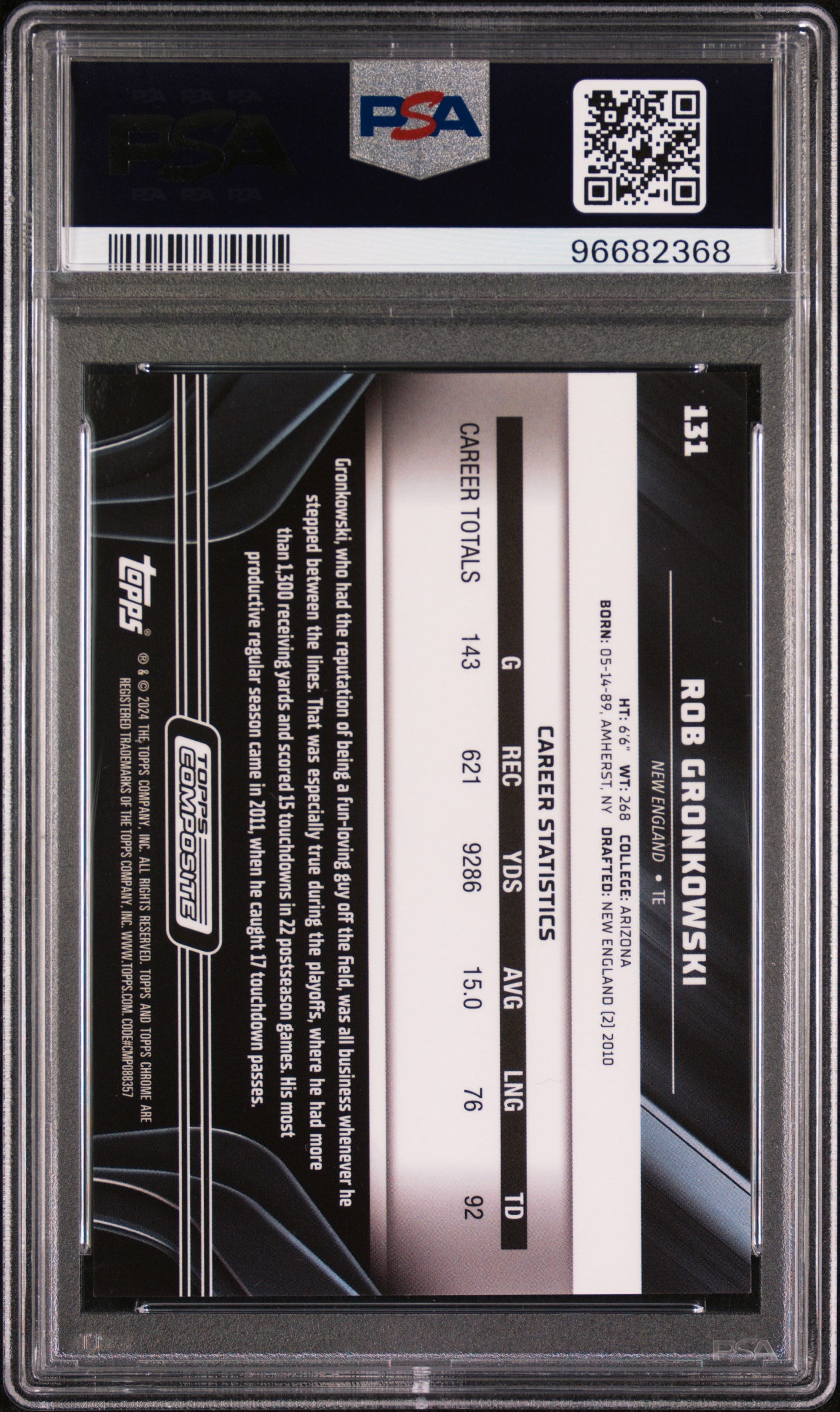 2023 Topps Composite #131 Rob Gronkowski Blue Lava Refractor PSA 10 96682368