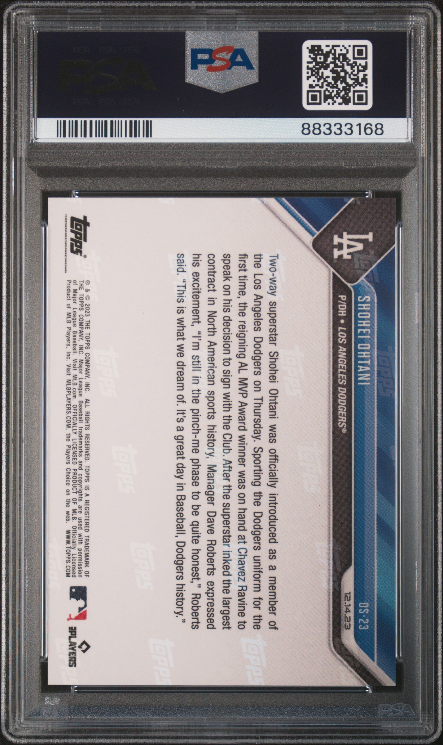 2023 Topps Now Offseason #OS23 Shohei Ohtani PSA 10 88333168
