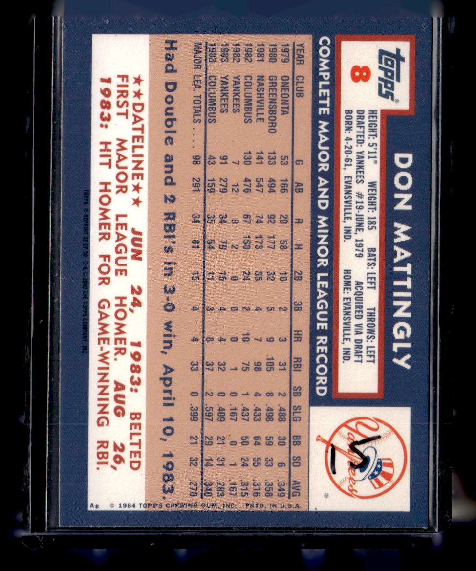 2000 Topps #8 Don Mattingly Topps 50 Years