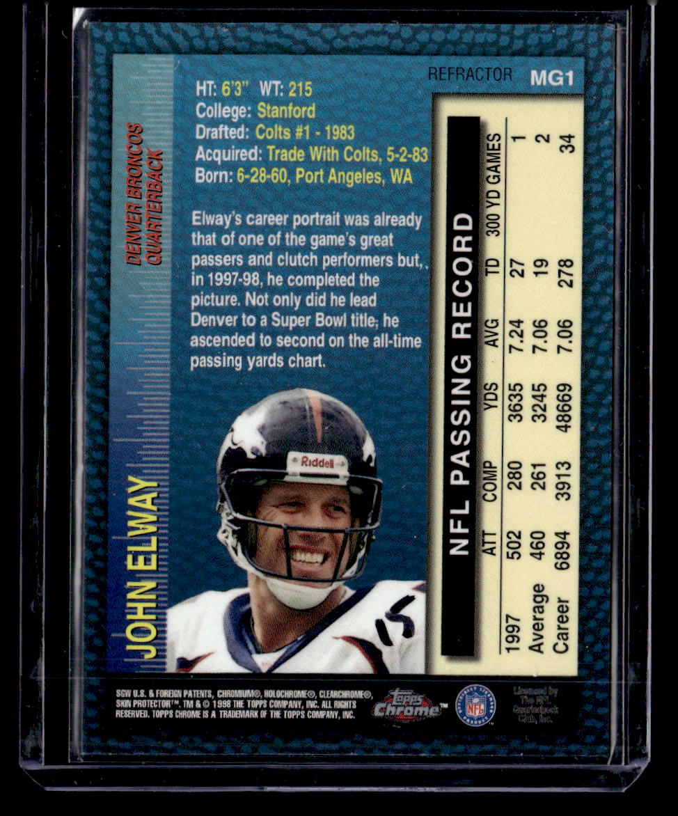 1998 Topps Chrome #MG1 John Elway Measures Of Greatness Refractor