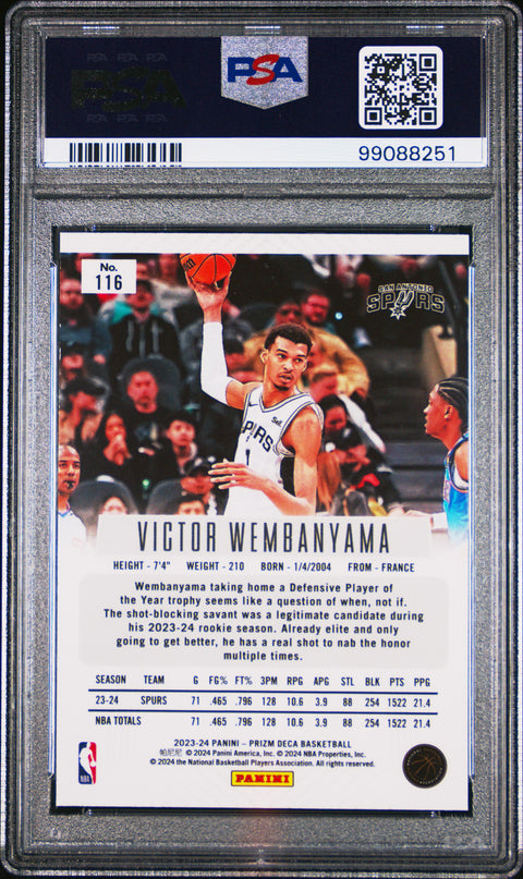 2023 Panini Prizm Deca #116 Victor Wembanyama PSA 9 99088251
