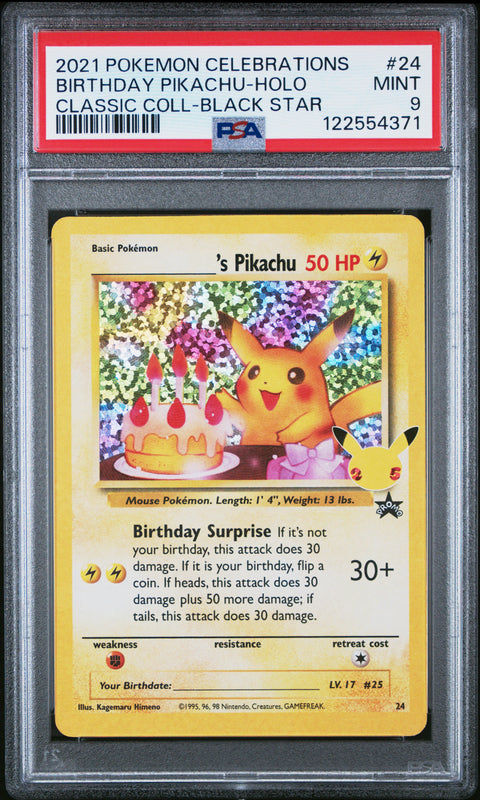 2021 Pokemon Celebrations Classic Collection Birthday Pikachu-Holo #24 PSA 9