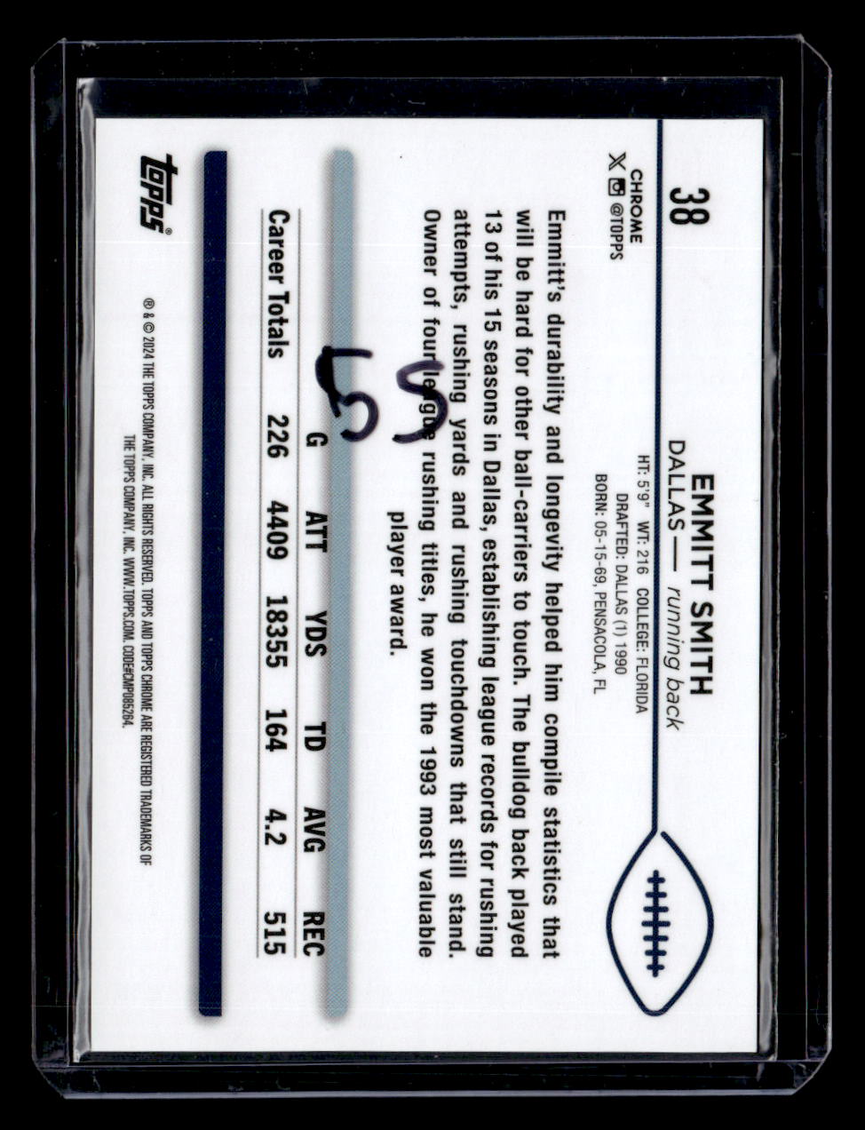 2024 Topps Chrome Sapphire Edition #38 Emmitt Smith Gold Sapphire #/50