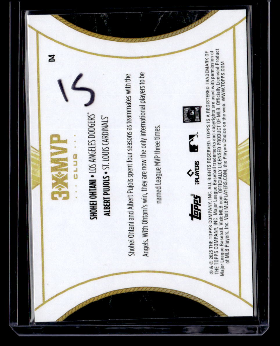 2025 Topps Welcome to the Club: 3X MVP #D4 Shohei Ohtani / Albert Pujols Duals