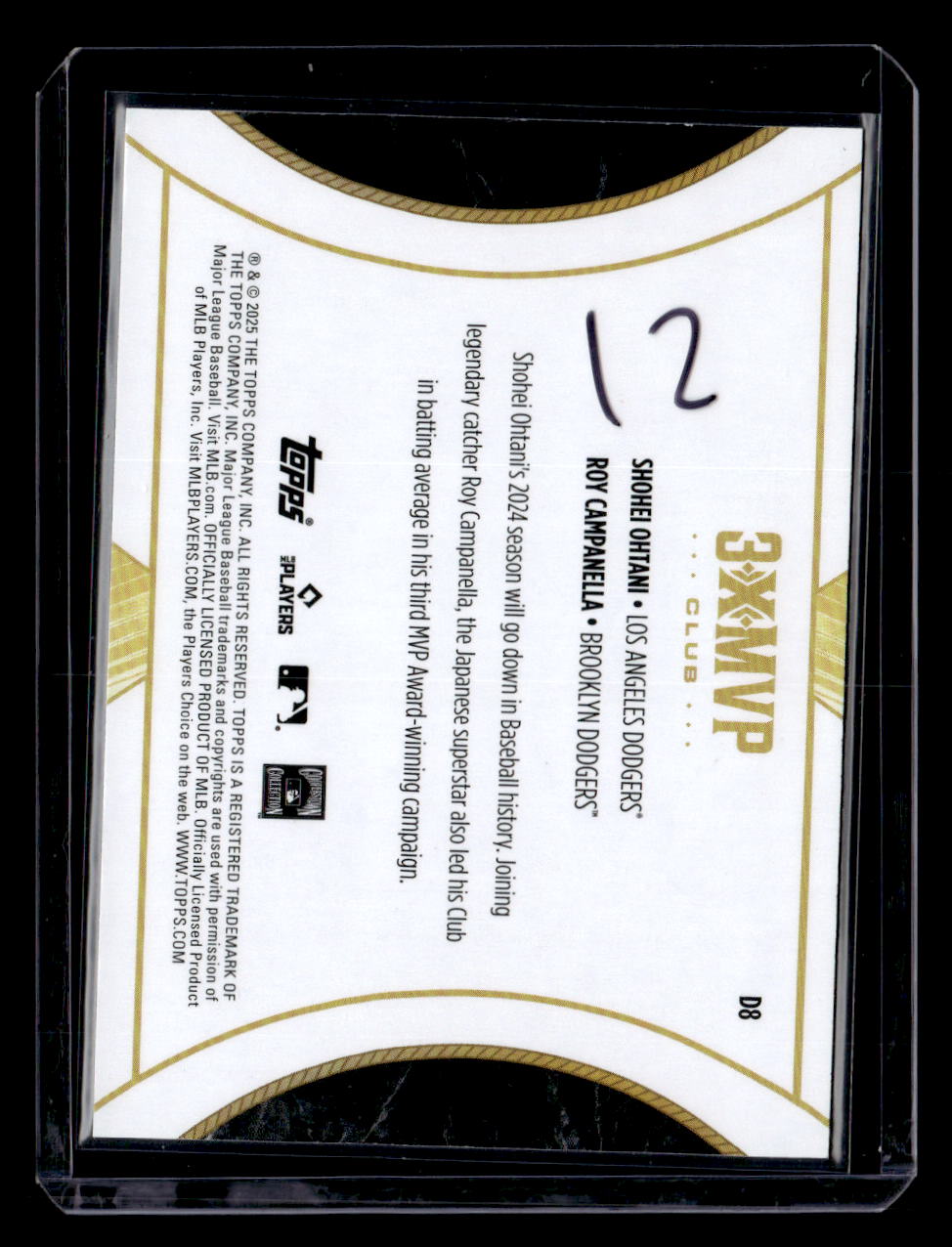 2025 Topps Welcome to the Club: 3X MVP #D8 Shohei Ohtani / Roy Campanella Duals