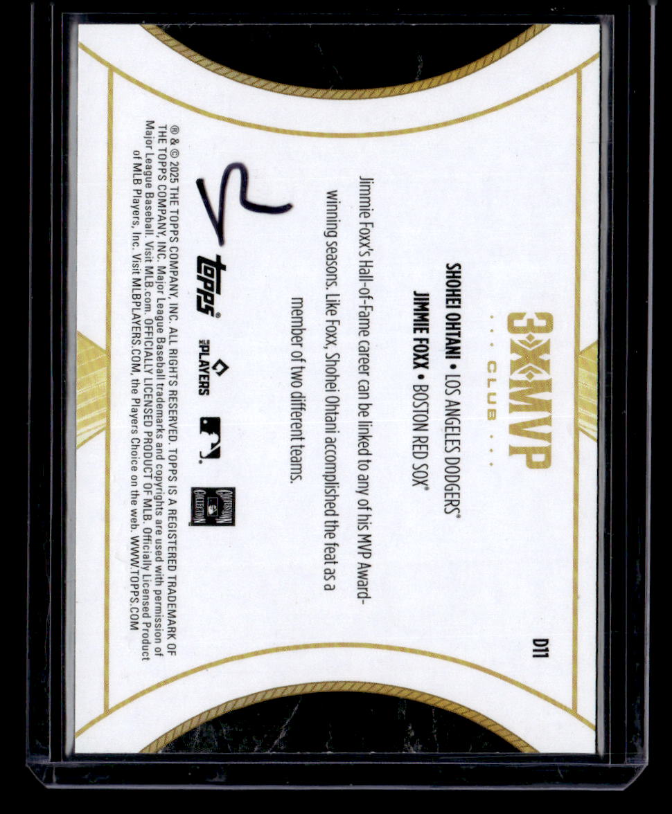 2025 Topps Welcome to the Club: 3X MVP #D11 Shohei Ohtani / Jimmie Foxx Duals