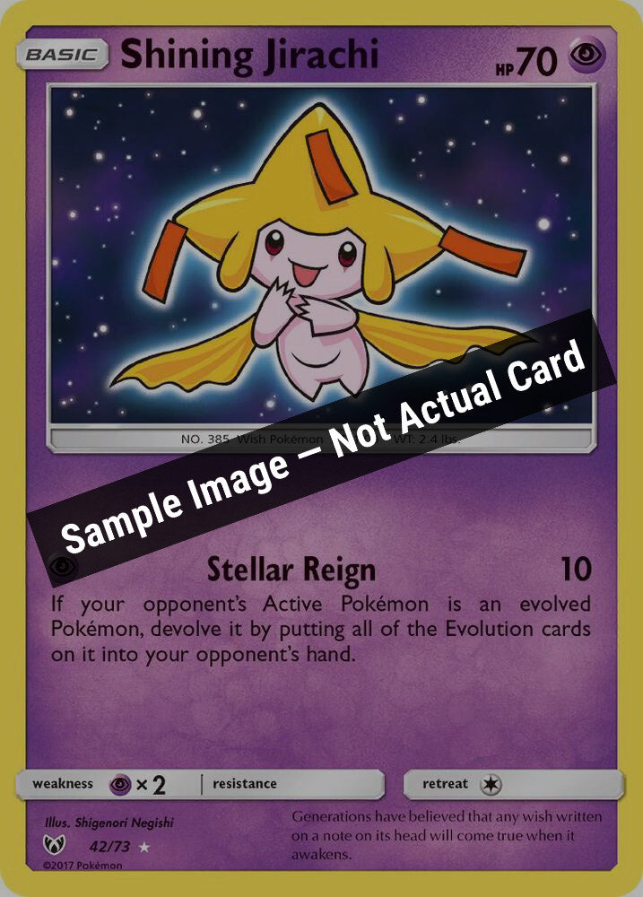 Pokemon,Shining Legends,Shining Jirachi - 42/73,Holofoil,Near Mint — Sample Image, Not Actual Card
