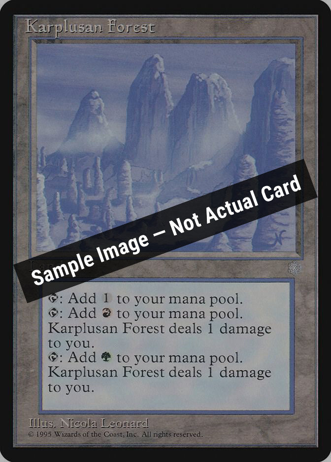 Magic,Ice Age,Karplusan Forest - 337,Normal,Heavily Played — Sample Image, Not Actual Card