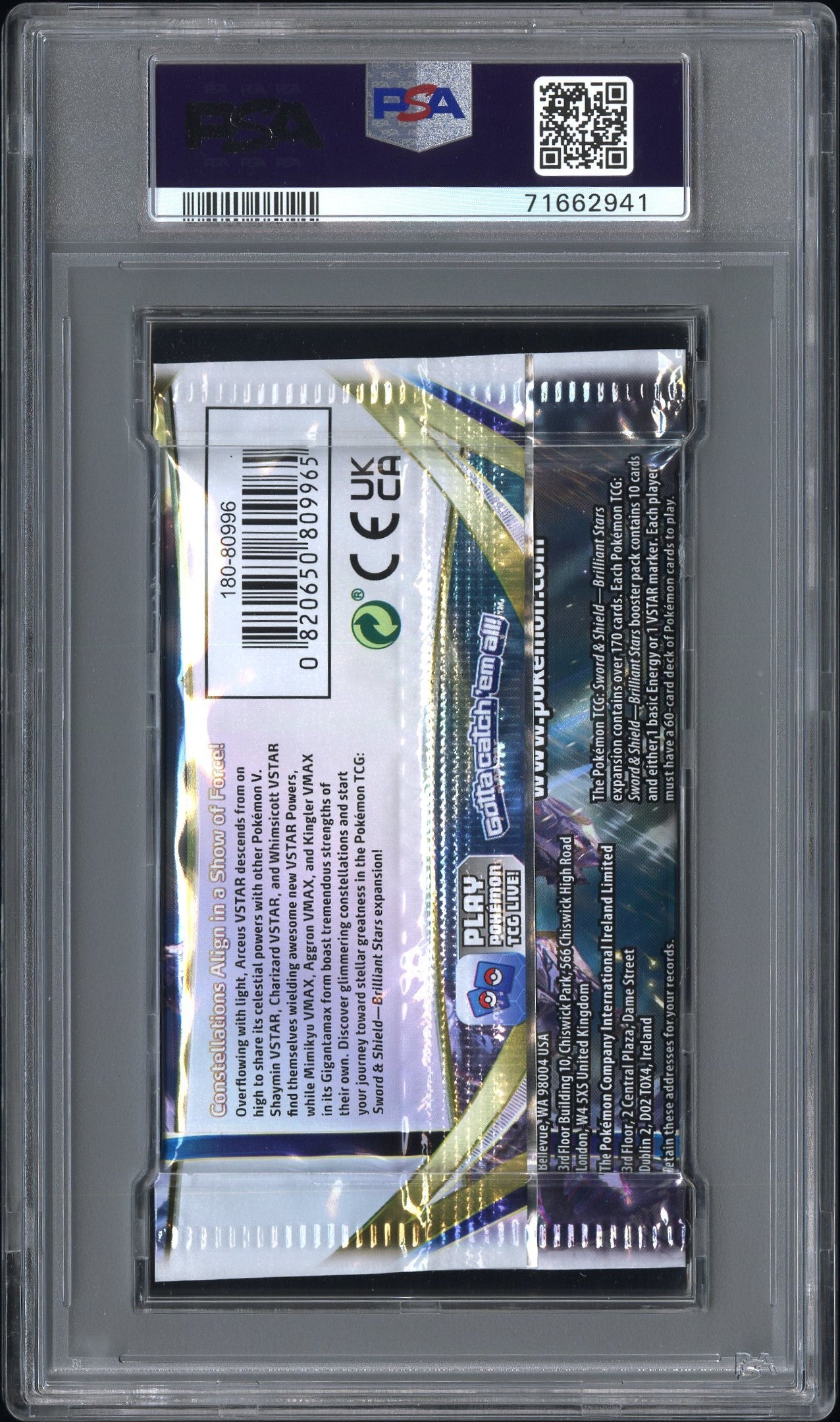 2022 Pokemon SWSH Brilliant Stars Foil Pack PSA 8