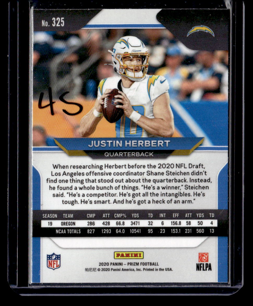 2020 Panini Prizm #325 Justin Herbert Negative