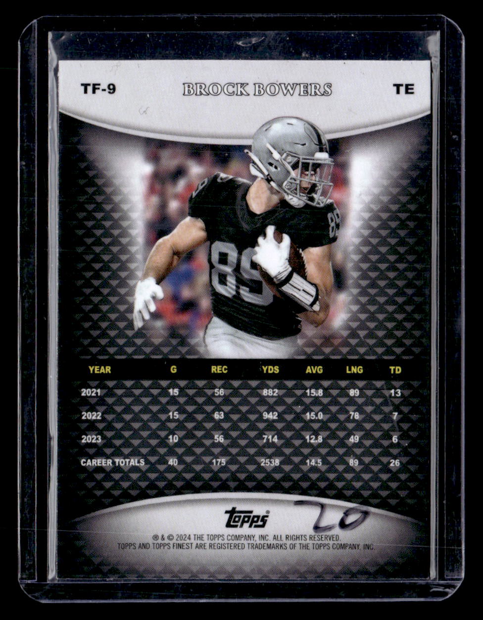 2024 Finest #TF-9 Brock Bowers Team Finest Green Refractor #/75