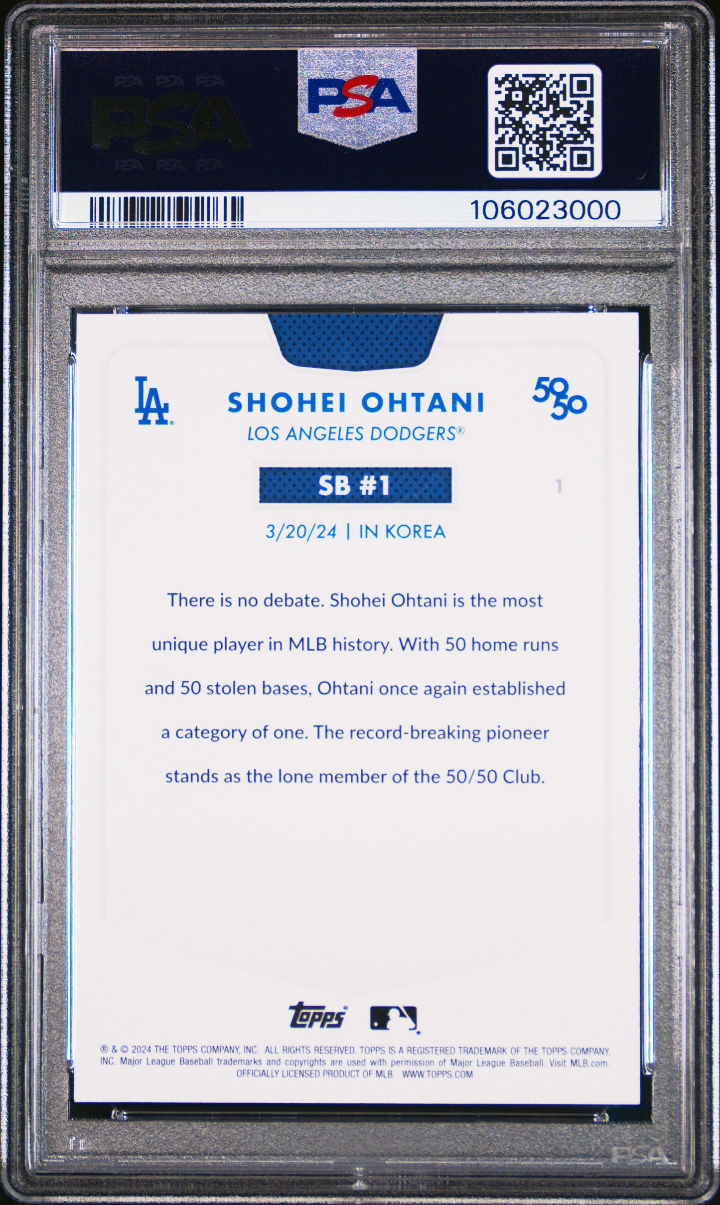 2024 Topps 50/50 Shohei Ohtani #1 Shohei Ohtani PSA 10 106023000
