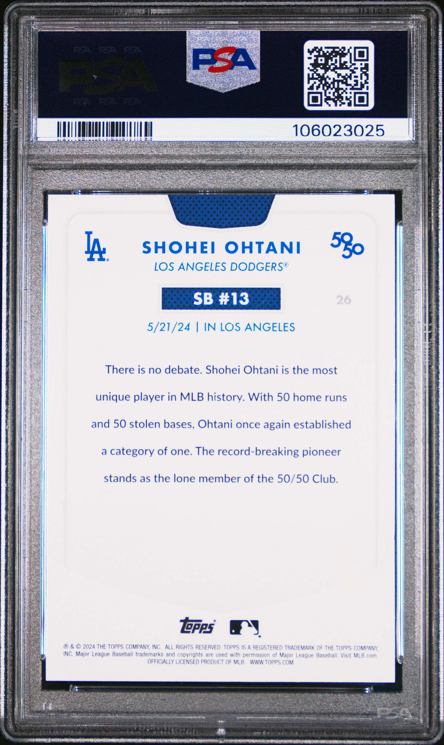 2024 Topps 50/50 Shohei Ohtani #26 Shohei Ohtani PSA 10 106023025