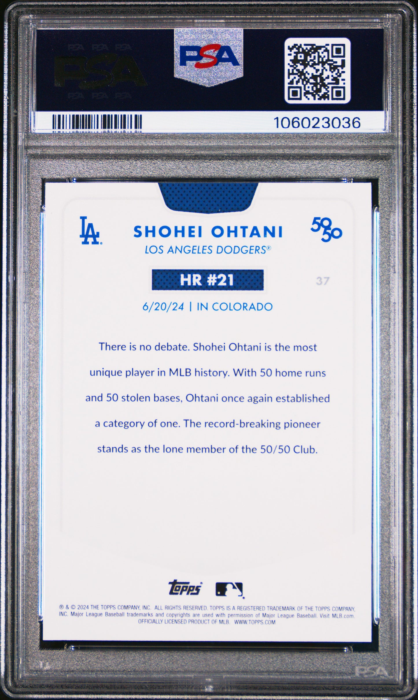 2024 Topps 50/50 Shohei Ohtani #37 Shohei Ohtani PSA 10 106023036