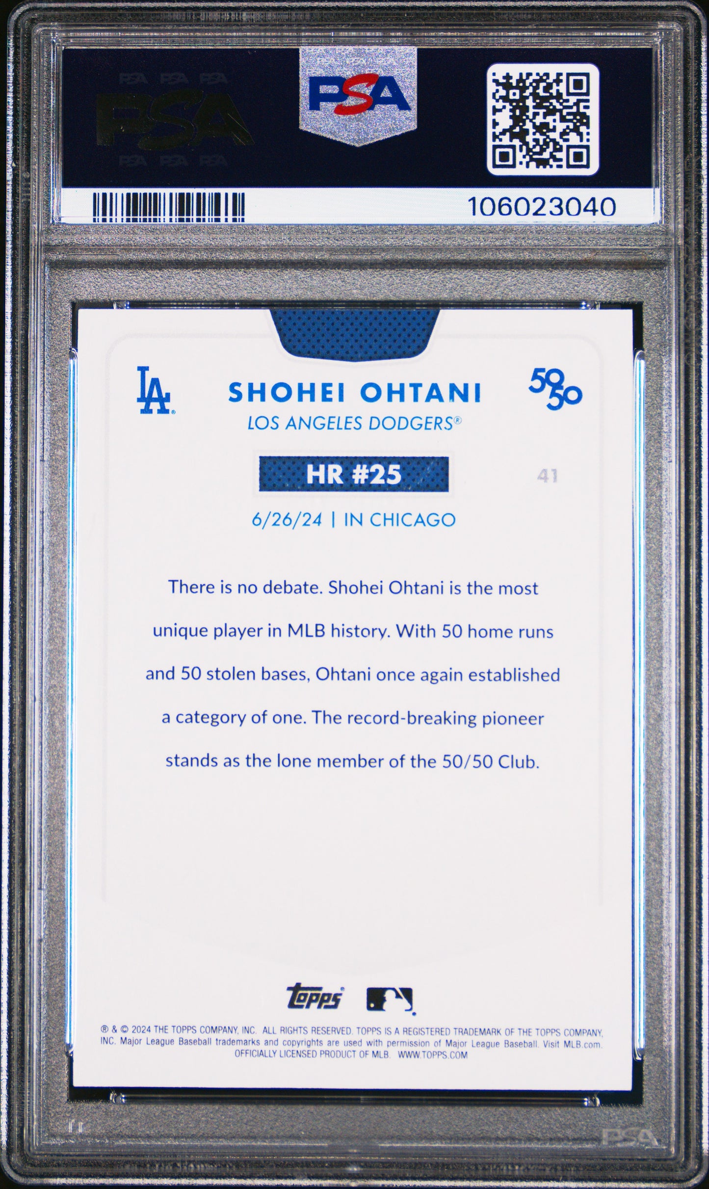 2024 Topps 50/50 Shohei Ohtani #41 Shohei Ohtani PSA 10 106023040