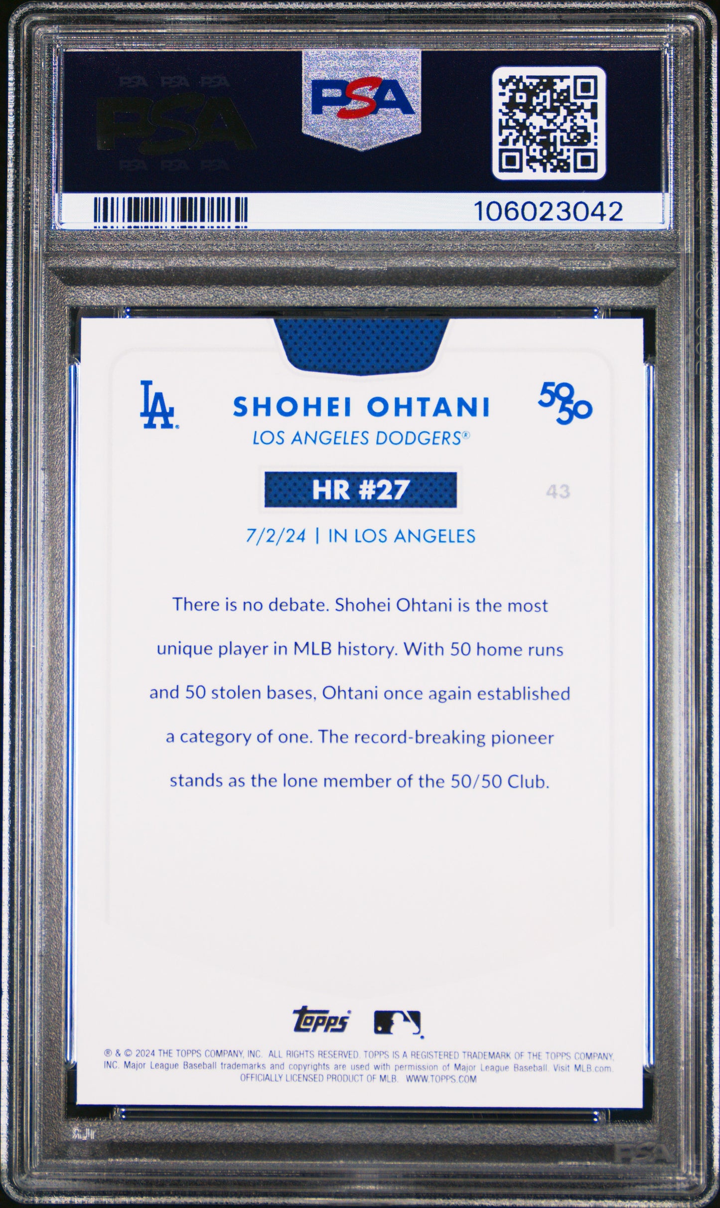 2024 Topps 50/50 Shohei Ohtani #43 Shohei Ohtani PSA 10 106023042