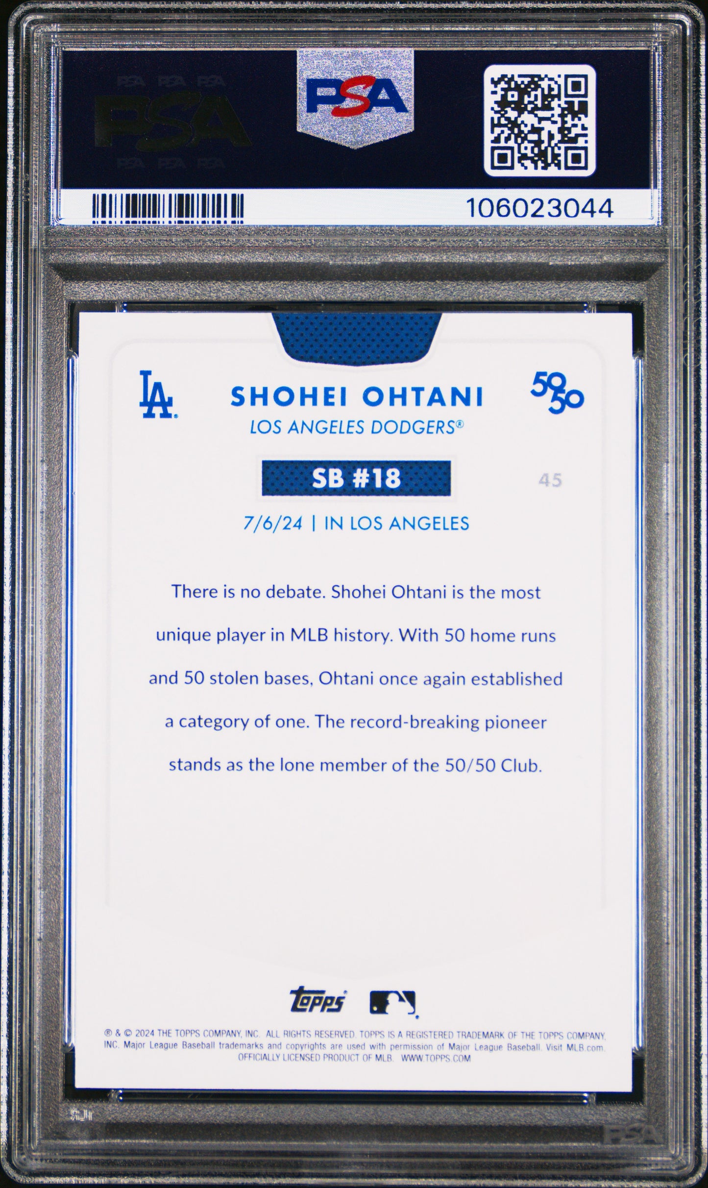 2024 Topps 50/50 Shohei Ohtani #45 Shohei Ohtani PSA 10 106023044