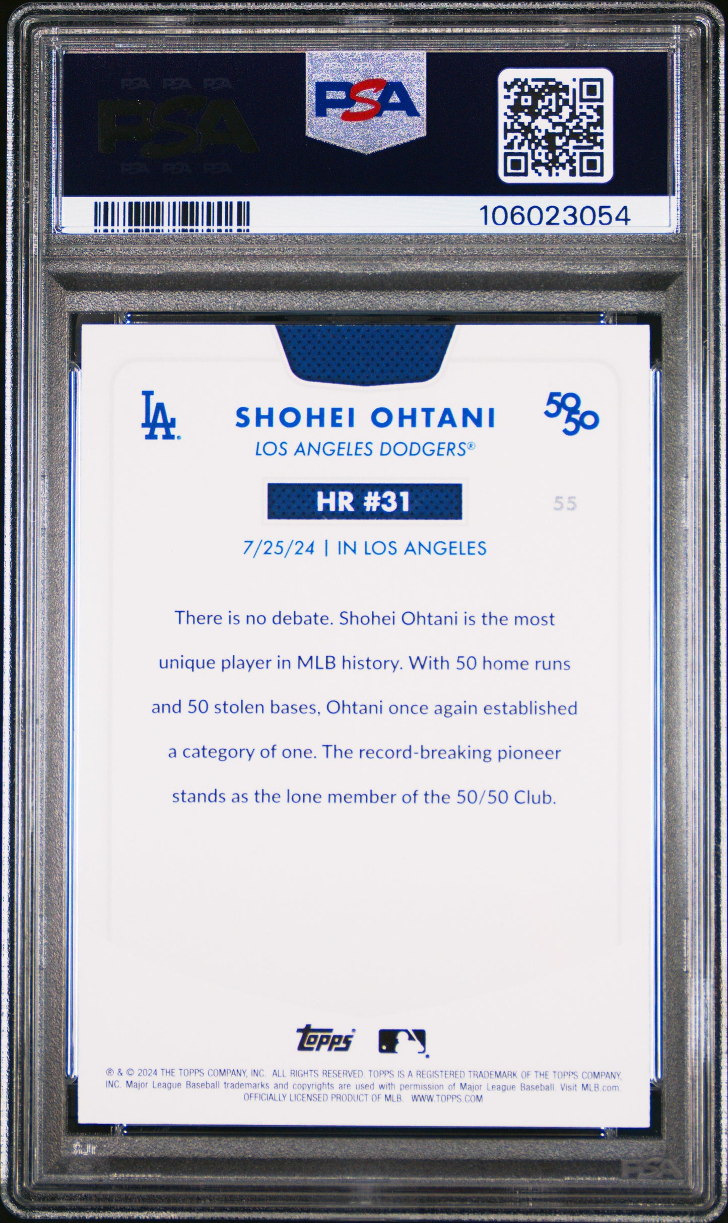 2024 Topps 50/50 Shohei Ohtani #55 Shohei Ohtani PSA 9 106023054