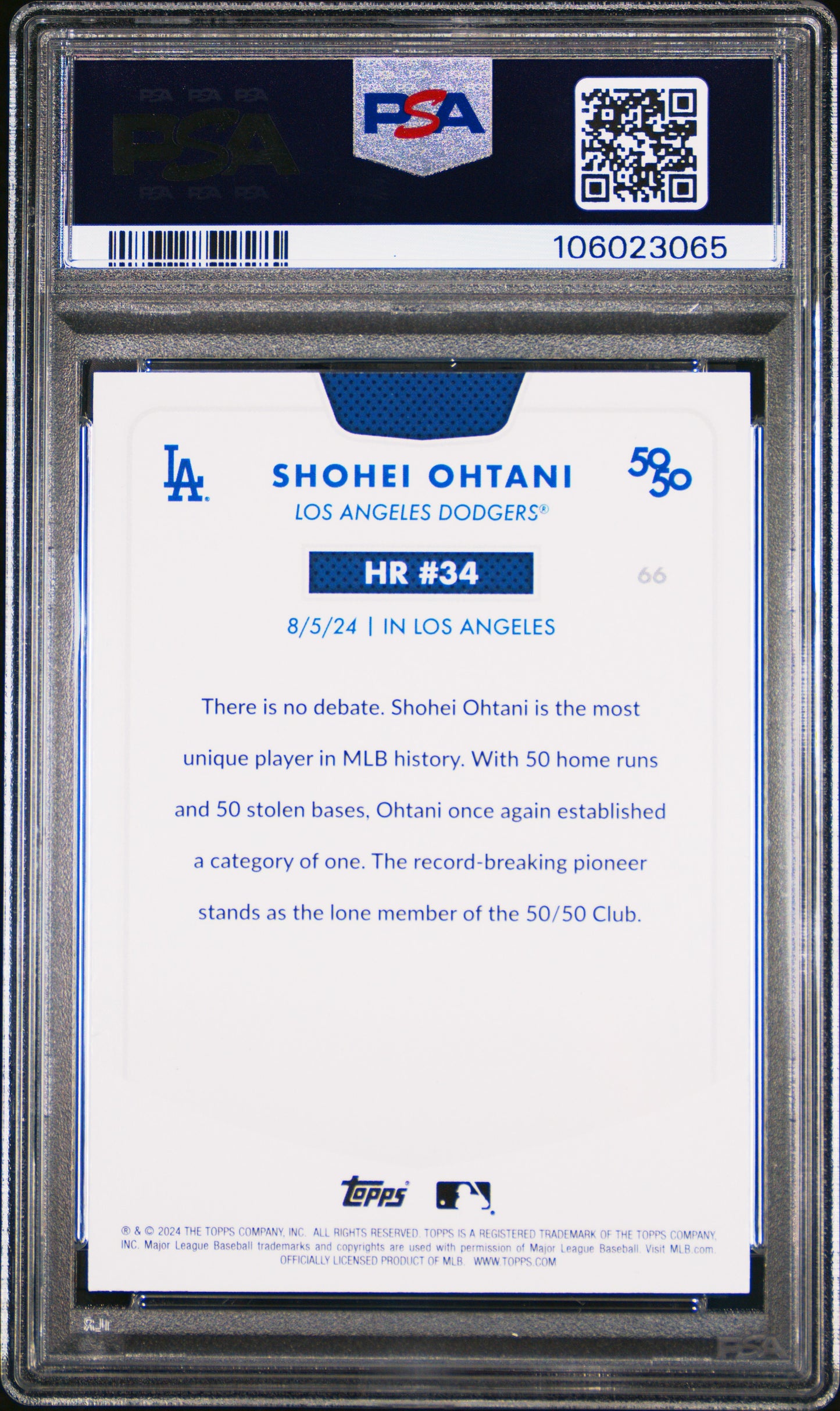 2024 Topps 50/50 Shohei Ohtani #66 Shohei Ohtani PSA 10 106023065