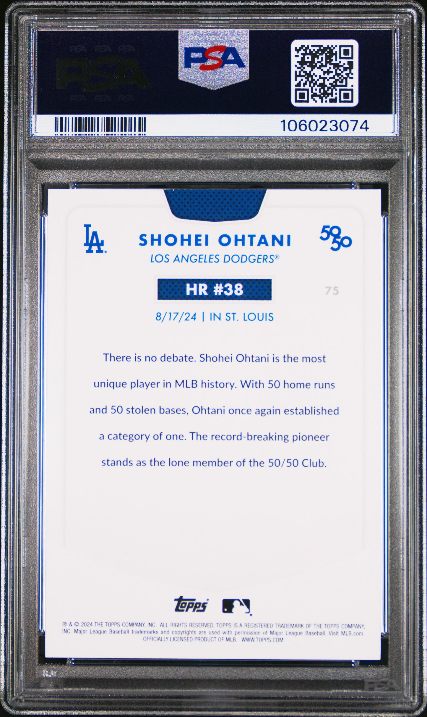 2024 Topps 50/50 Shohei Ohtani #75 Shohei Ohtani PSA 10 106023074