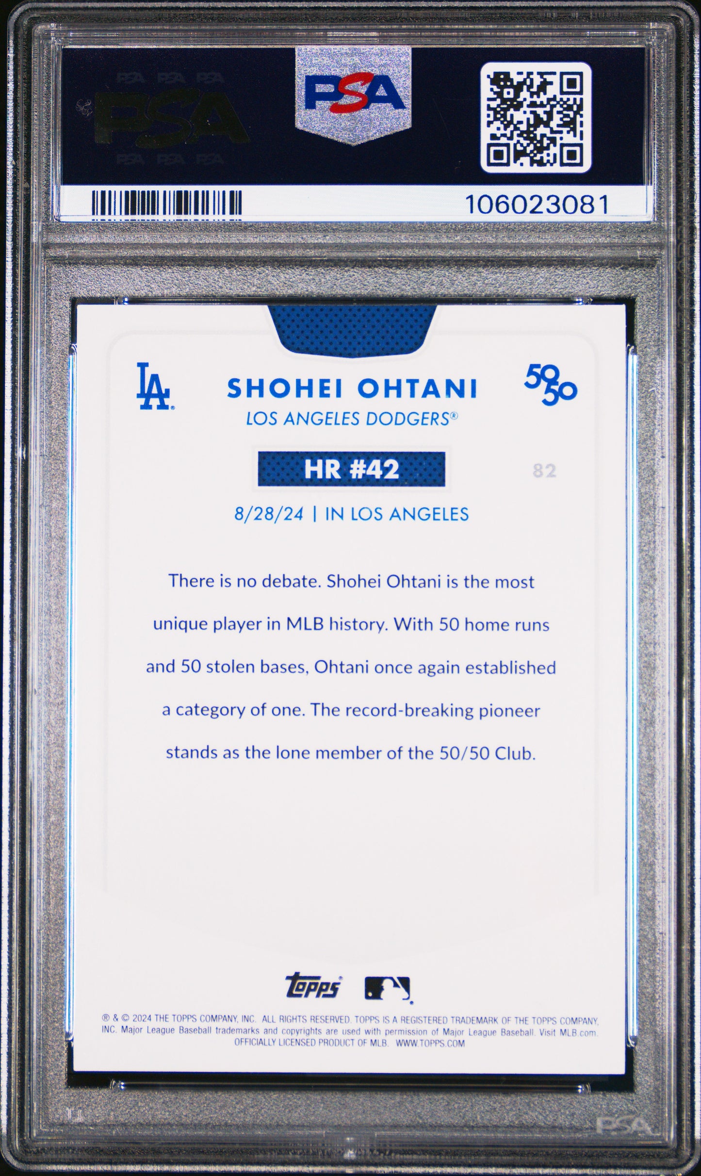 2024 Topps 50/50 Shohei Ohtani #82 Shohei Ohtani PSA 8 106023081