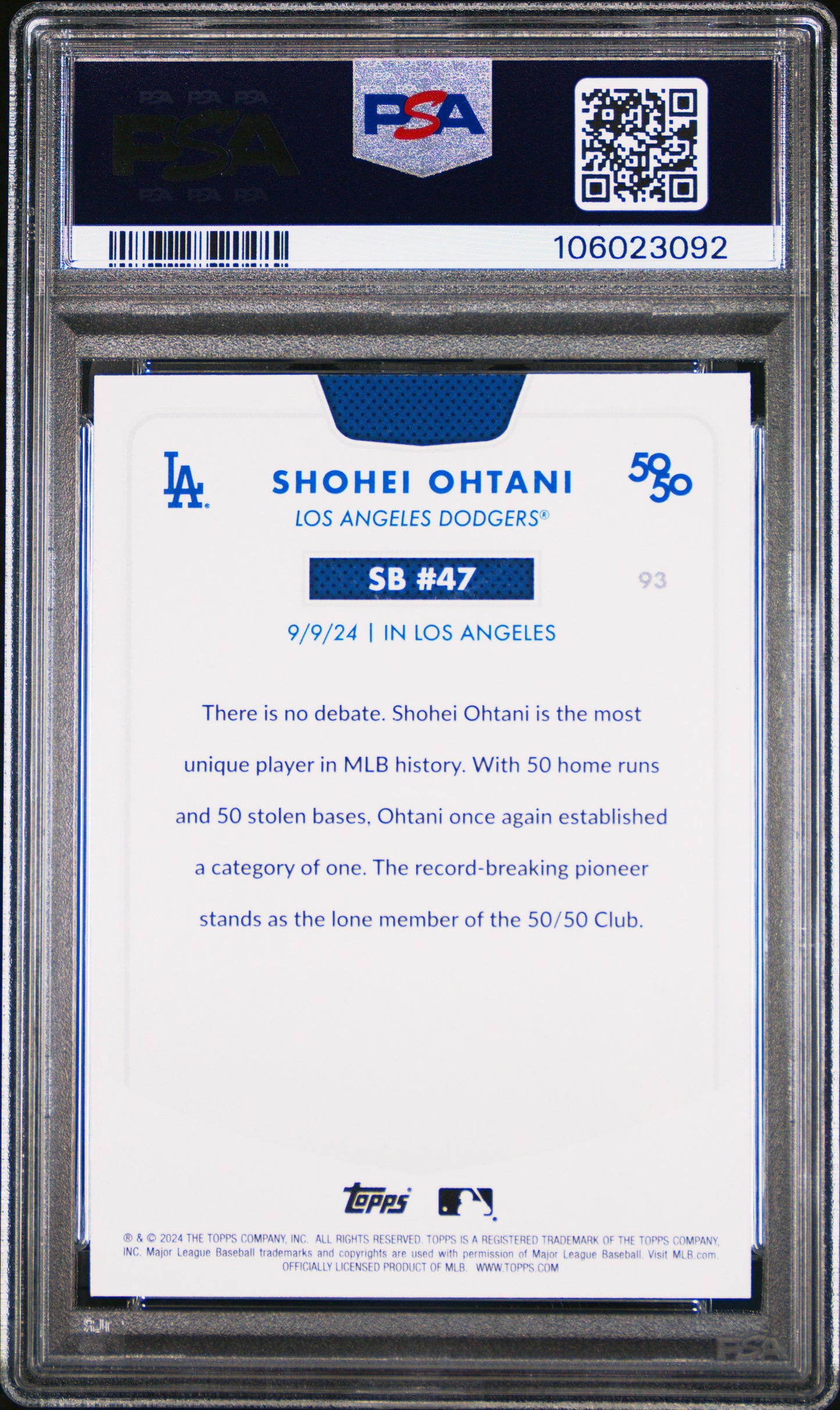 2024 Topps 50/50 Shohei Ohtani #93 Shohei Ohtani PSA 9 106023092