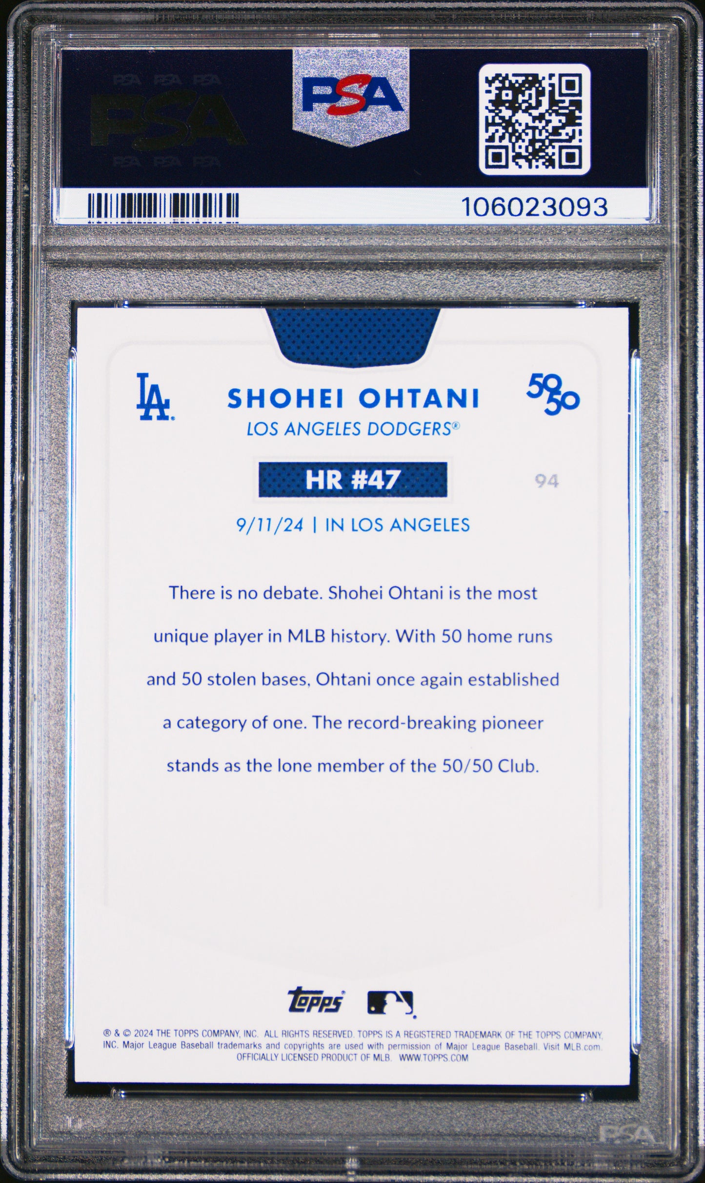 2024 Topps 50/50 Shohei Ohtani #94 Shohei Ohtani PSA 9 106023093