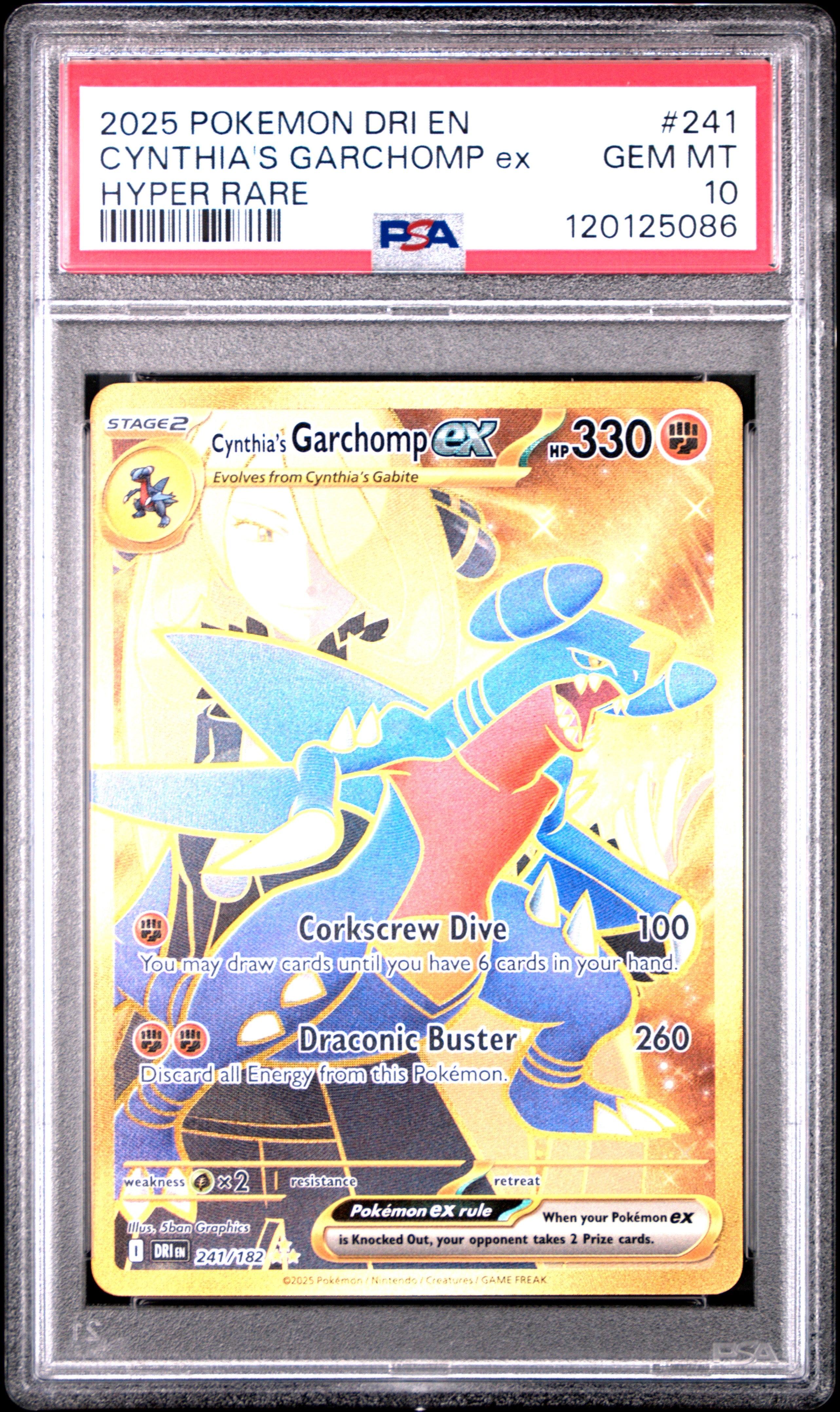 2025 Pokemon Dri En-Destined Rivals Cynthia'S Garchomp Ex #241 PSA